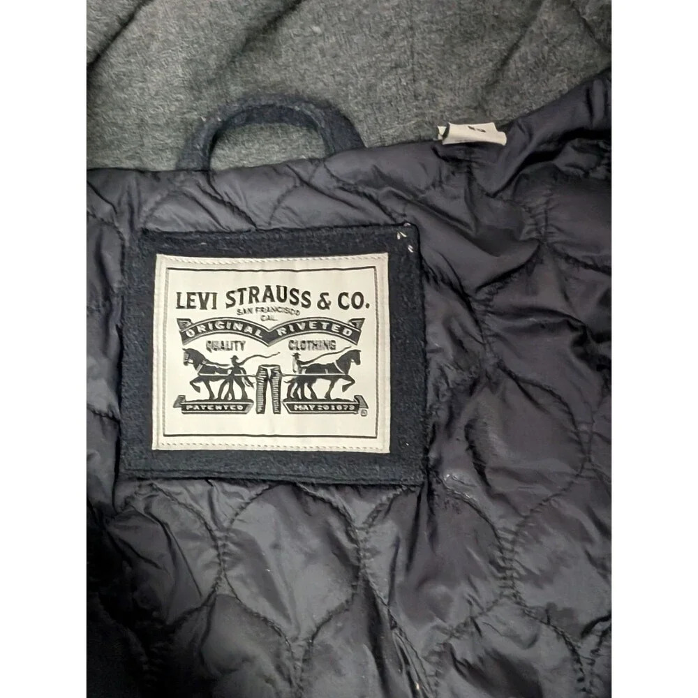 Levi's Men's Wool Blend Hooded Military Jacket Navy Blue Coat XL LM8RP403